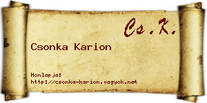 Csonka Karion névjegykártya